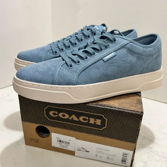 COACH MENS CANVAS BLUE SNEAKERS - Picture 4 of 13